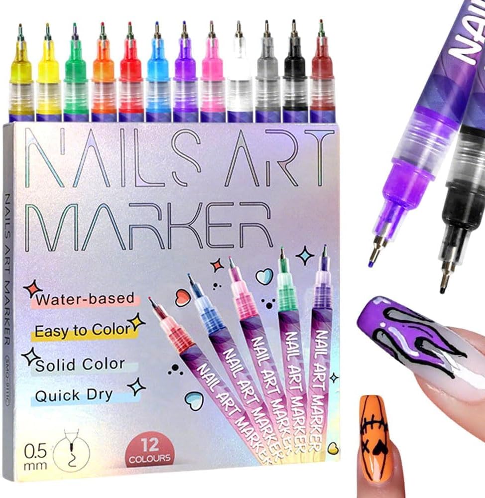Nail Art Brush Set - 12-kleuren Nail Art Pen Set, Nail