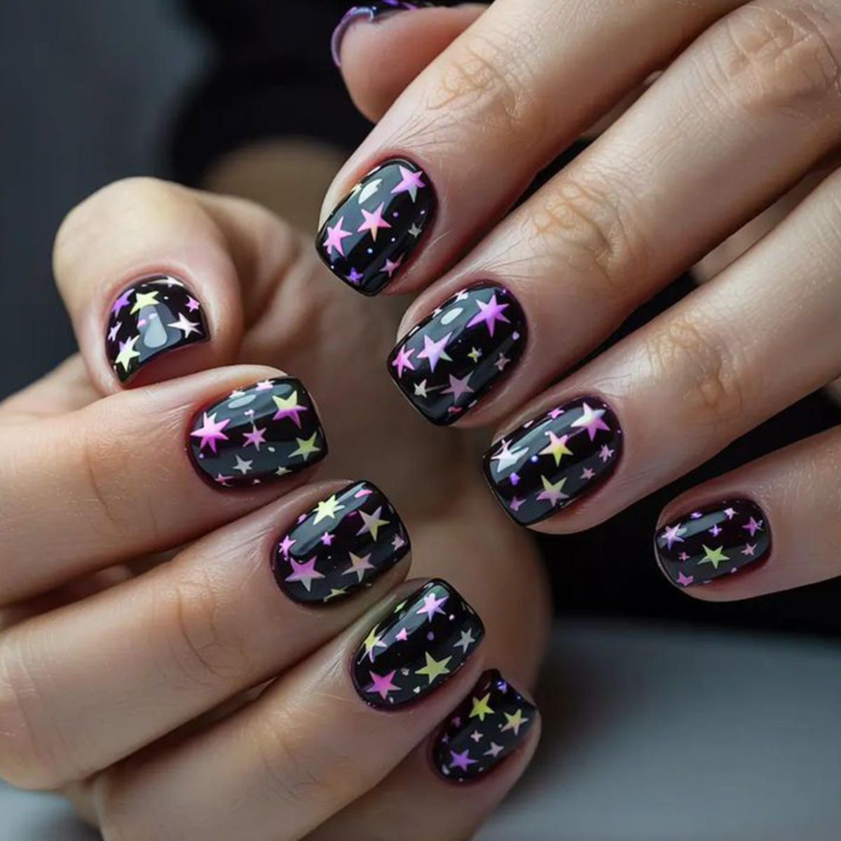 Nail Art Full Design - 24 stuks kleurrijke Aurora Star patroon