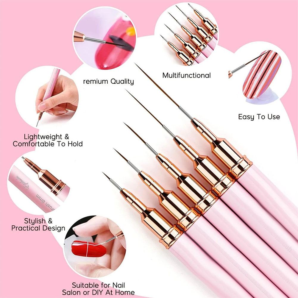Nail Art Brush Set - 5-delige nagelkunst liner penseelset professionele UV