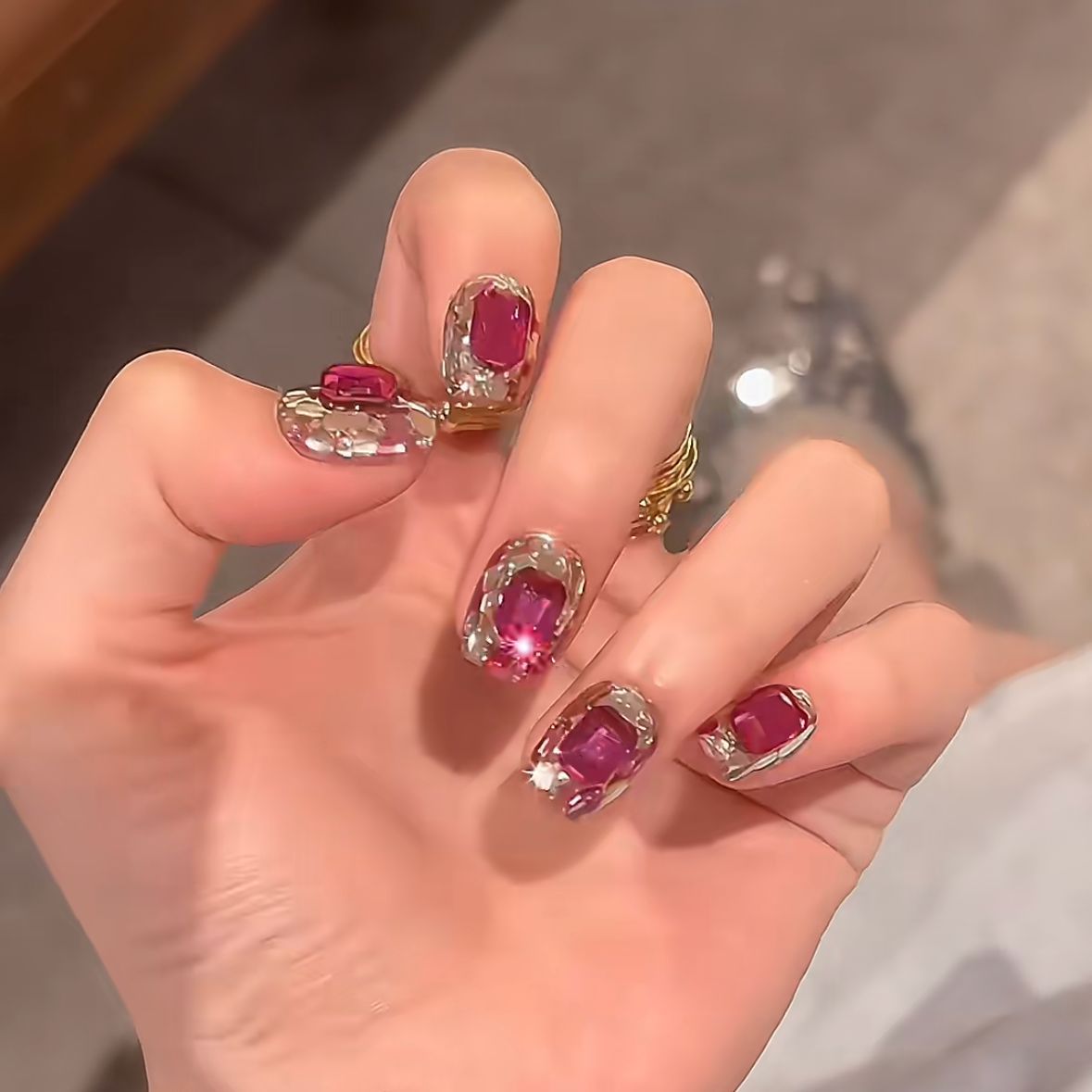 Nail Art Glitter - 10 stuks zomerse gouden korte luxe