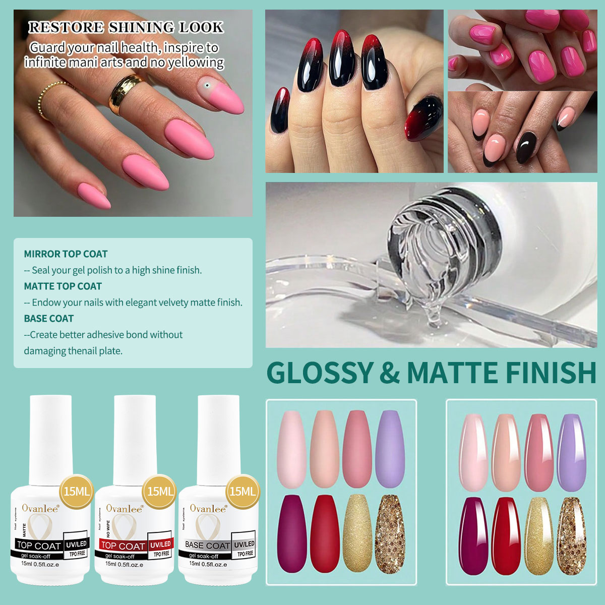 Gel Top Coat - Ovanlee complete UV-gel manicure-set – 45