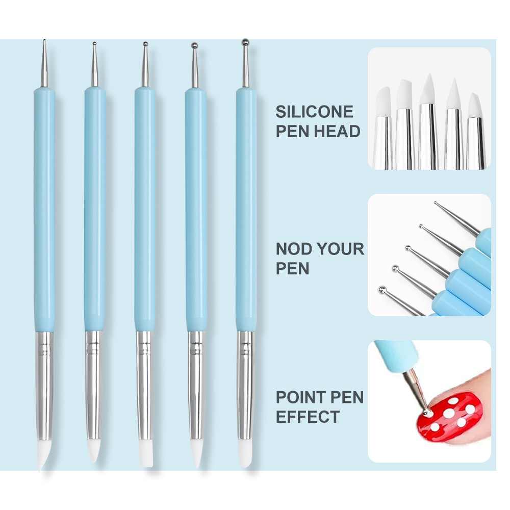 Nail Art Brush Set - 1/3/5/6/pcs/set Nail Art Brush-Silicone Beeldhouwen Puntjes