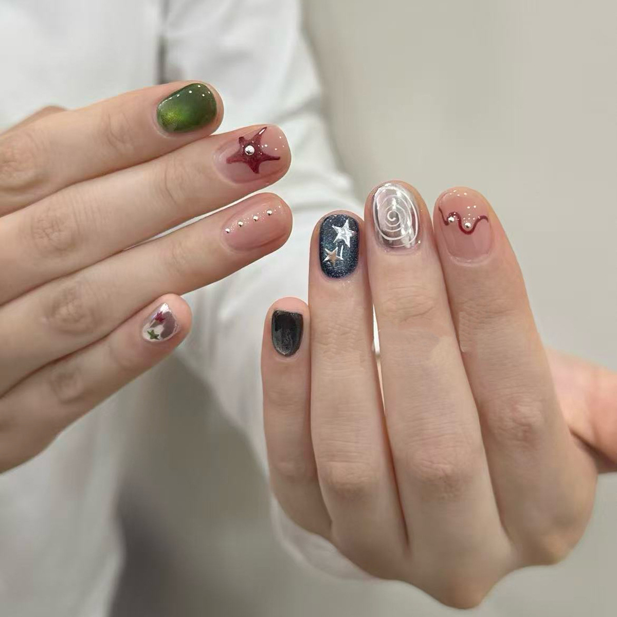 10 STKS Glitter Cat Eye Kort V - Nail Art Glitter recensie en prijs