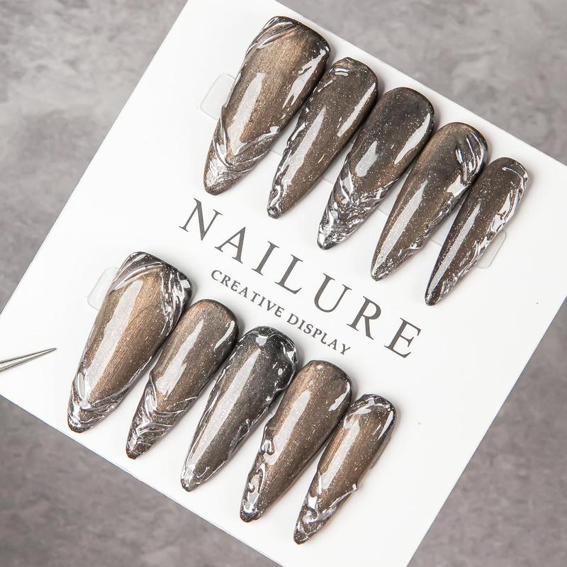 Handgemaakte lange stiletto op - Nail Art Glitter recensie en prijs